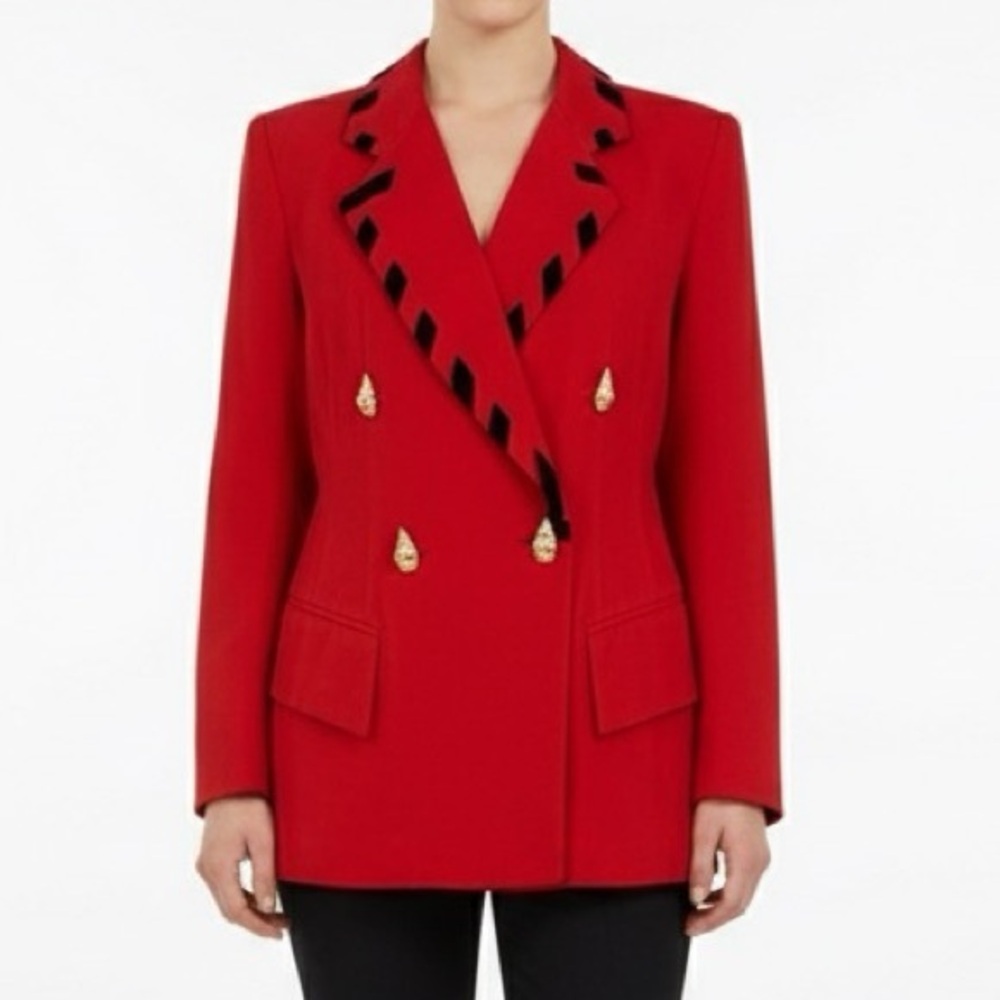Vintage 80s Spiegel double breasted blazer jacket red & black/ gold buttons 6P